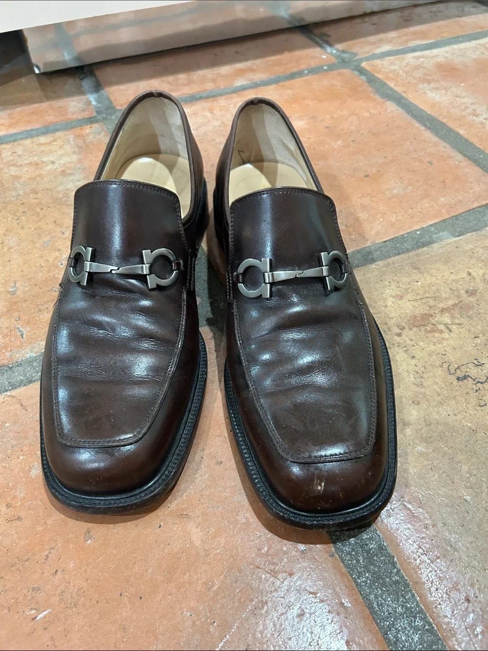 Salvatore Ferragamo Men's Brown Leather Bit Loafers